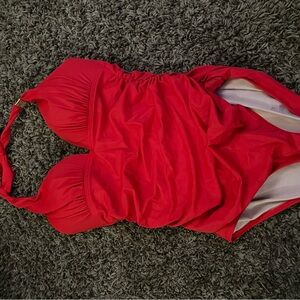 Vibrant Red Halter Swimsuit